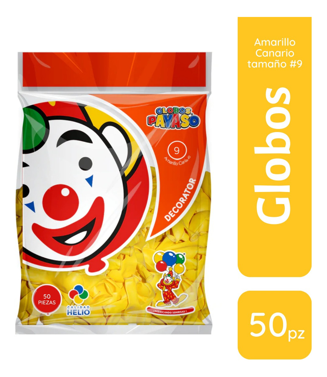 Foto 4 pulgar | Bolsa De Globos Payaso 50pz Elige Color Para Fiesta Latex #9 Amarillo