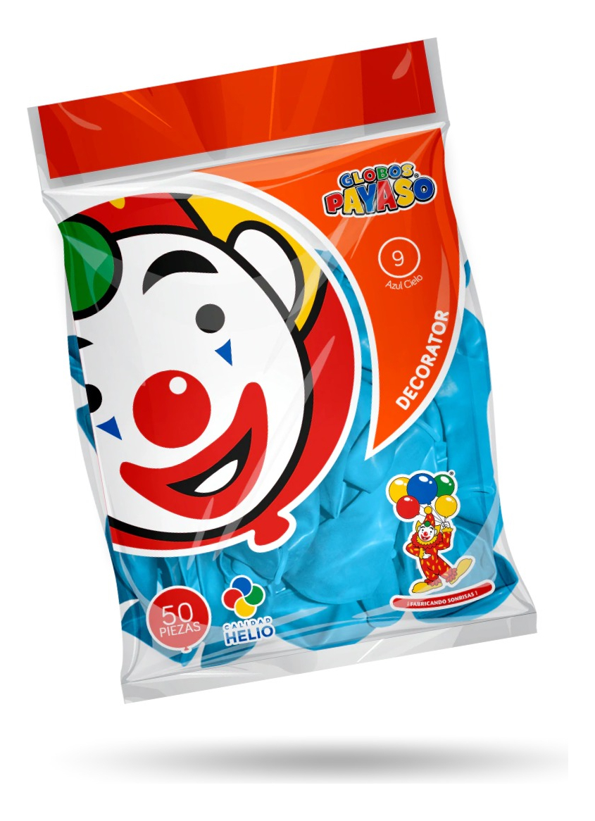 Bolsa De Globos Payaso 50pz Elige Color Para Fiesta Latex #9 Azul Cielo
