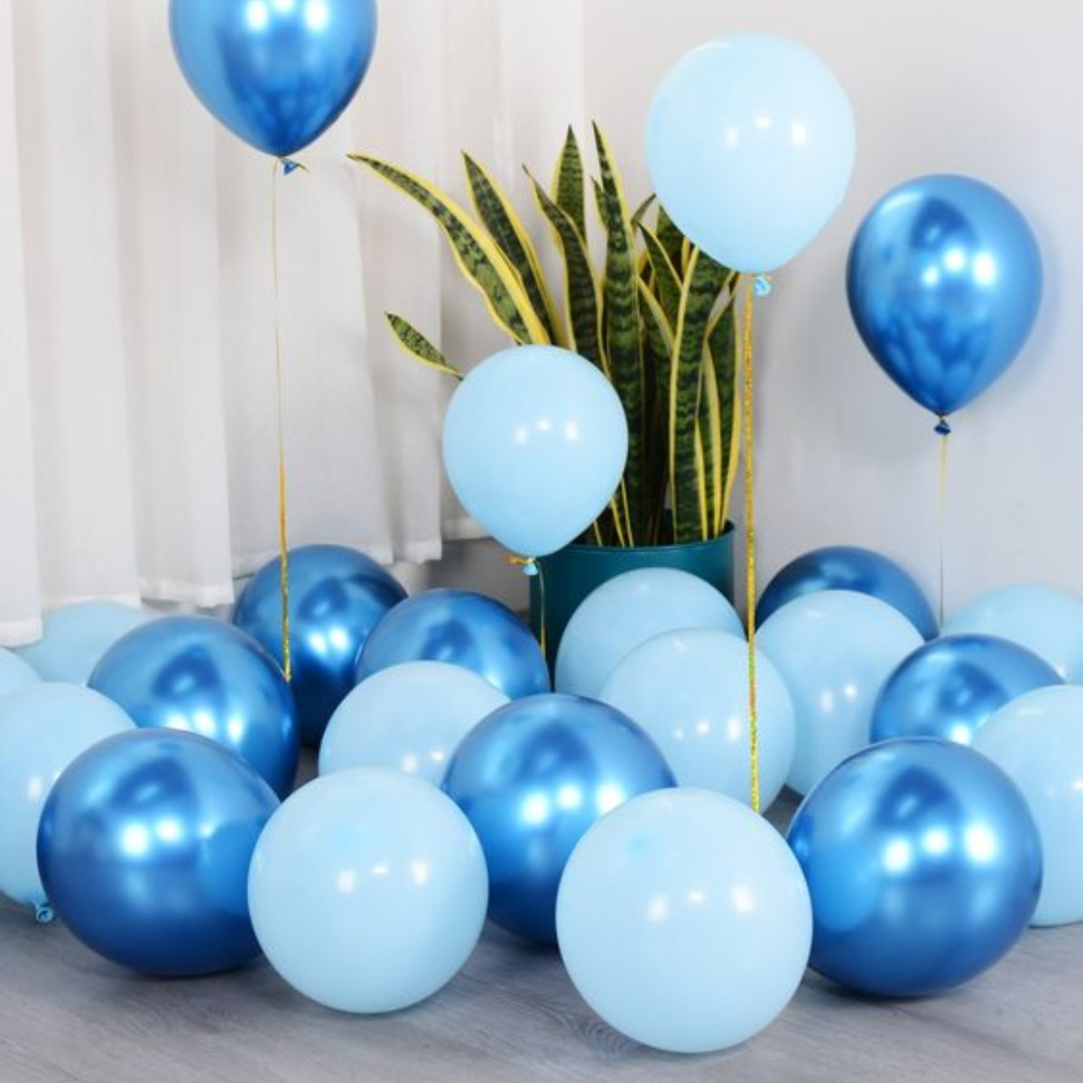 Foto 2 | Bolsa De Globos Payaso 50pz Elige Color Para Fiesta Latex #9 Azul Cielo
