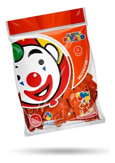 Foto 1 | Bolsa De Globos Payaso 50pz Elige Color Para Fiesta Latex #9 Naranja