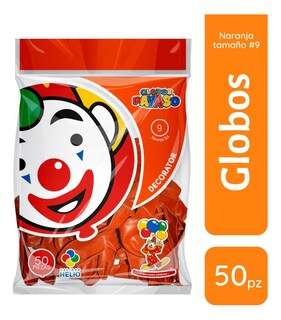 Foto 3 | Bolsa De Globos Payaso 50pz Elige Color Para Fiesta Latex #9 Naranja