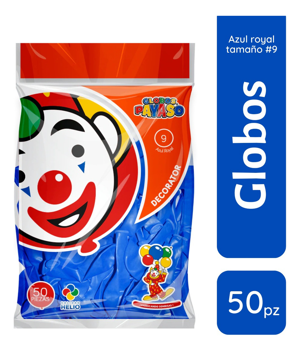Foto 4 pulgar | Bolsa De Globos Payaso 50pz Elige Color Para Fiesta Latex #9 Azul Royal