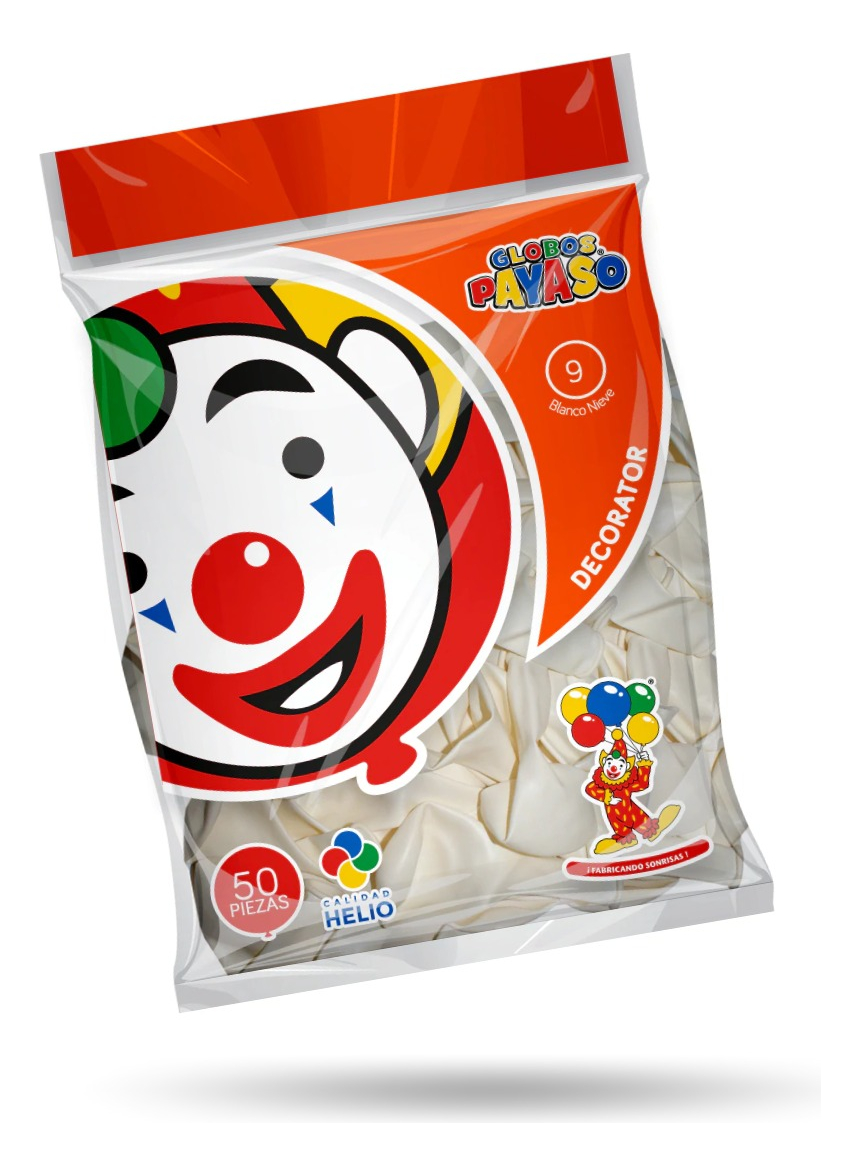 Foto 2 pulgar | Bolsa De Globos Payaso 50pz Elige Color Para Fiesta Latex #9 Blanco Nieve
