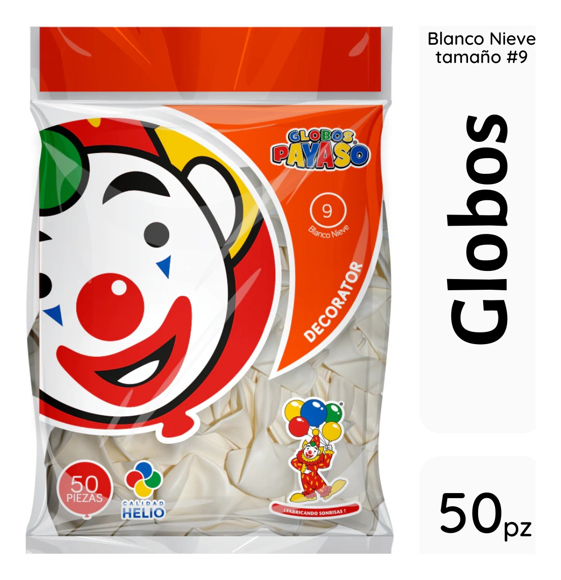 Foto 4 pulgar | Bolsa De Globos Payaso 50pz Elige Color Para Fiesta Latex #9 Blanco Nieve