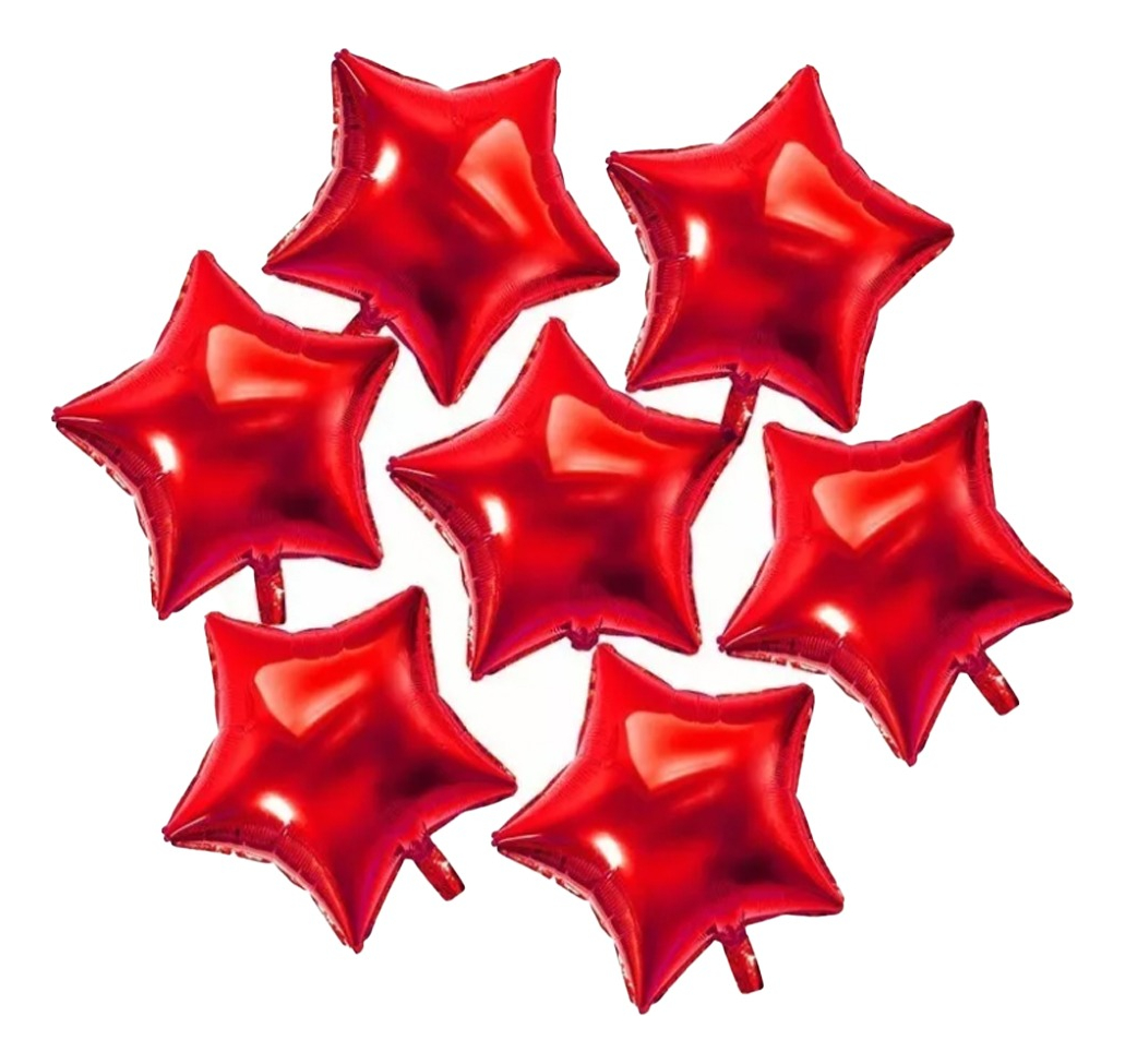 50 Globos Metálicos de Estrellas Rojo