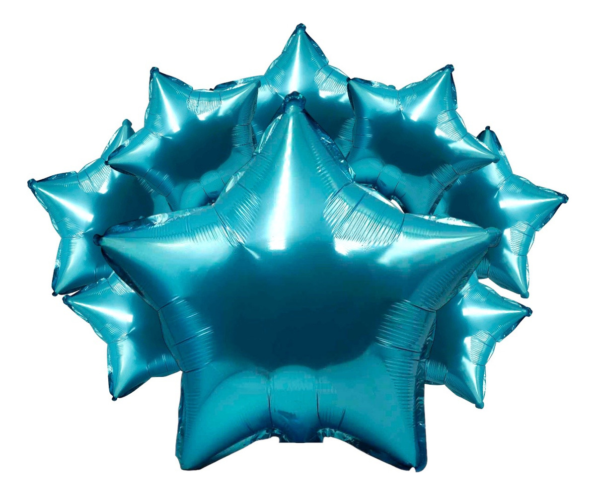 Globos Estrella Metálico 18 Pulgadas Varios Colores 10piezas Azul Celeste