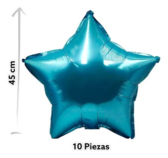 Foto 2 | Globos Estrella Metálico 18 Pulgadas Varios Colores 10piezas Azul Celeste