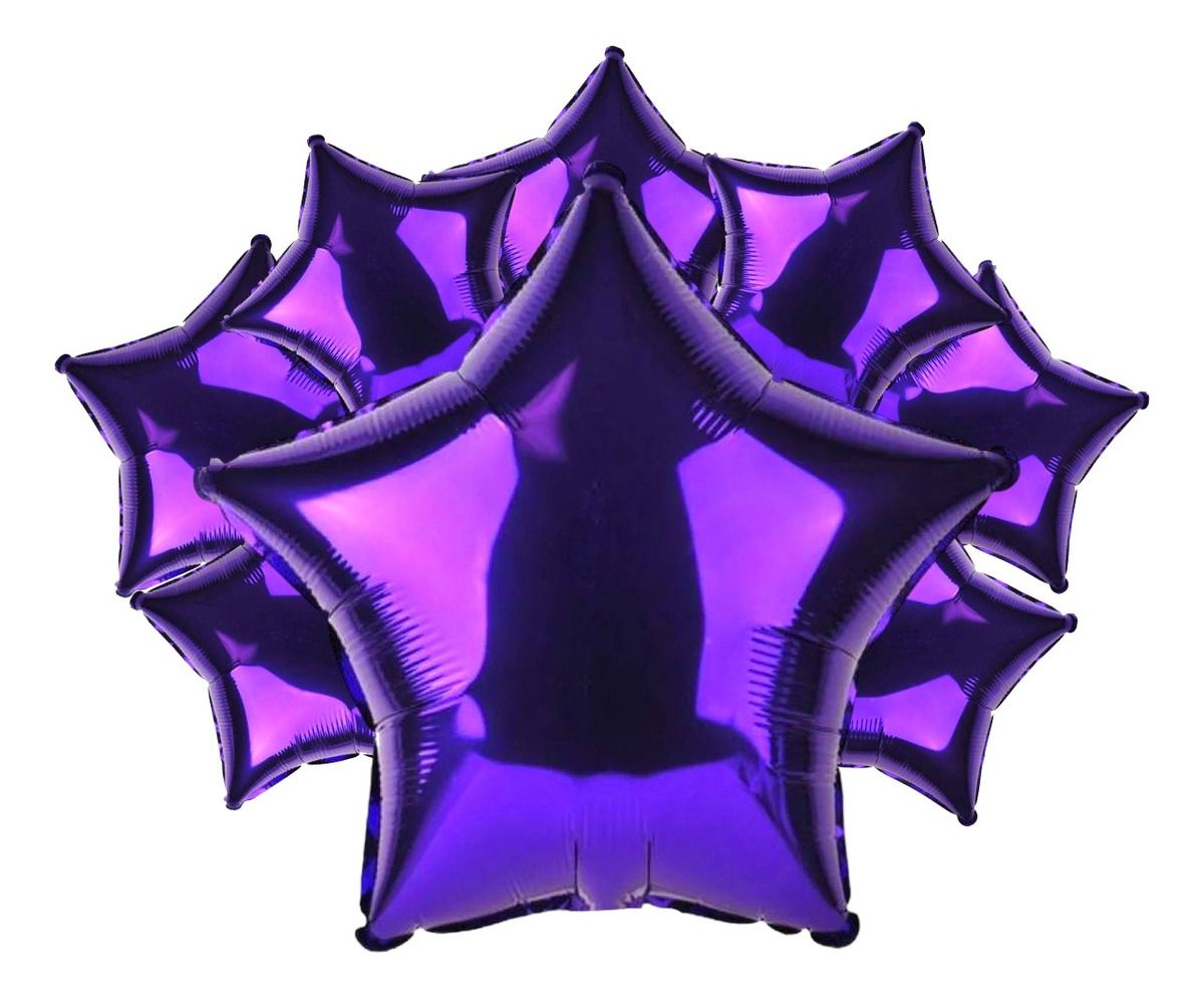 Globos Estrella Metálico 18 Pulgadas Varios Colores 10piezas Púrpura