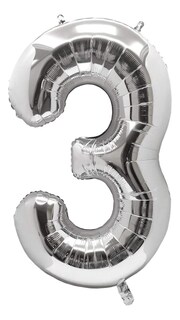 Foto 1 | Globo Metalico Numero Gigante 86 Cm 32 In Cumpleaños Fiesta, Número 3 Plata