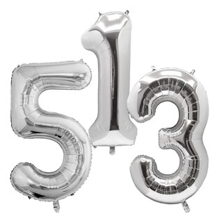 Foto 2 | Globo Metalico Numero Gigante 86 Cm 32 In Cumpleaños Fiesta, Número 3 Plata