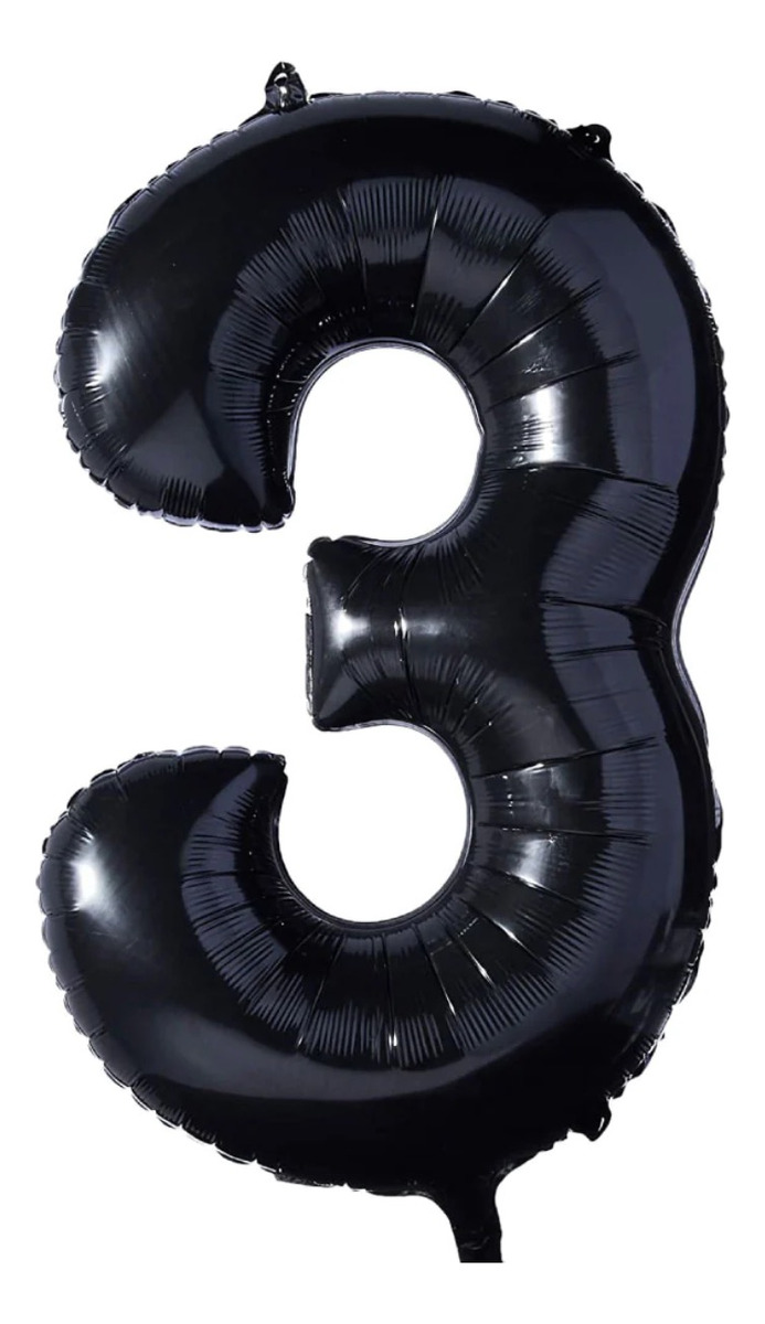 Globo Metalico Numero Gigante 86 Cm 32 In Cumpleaños Fiesta, Número 3 Negro
