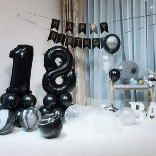 Foto 2 | Globo Metalico Numero Gigante 86 Cm 32 In Cumpleaños Fiesta, Número 8 Negro