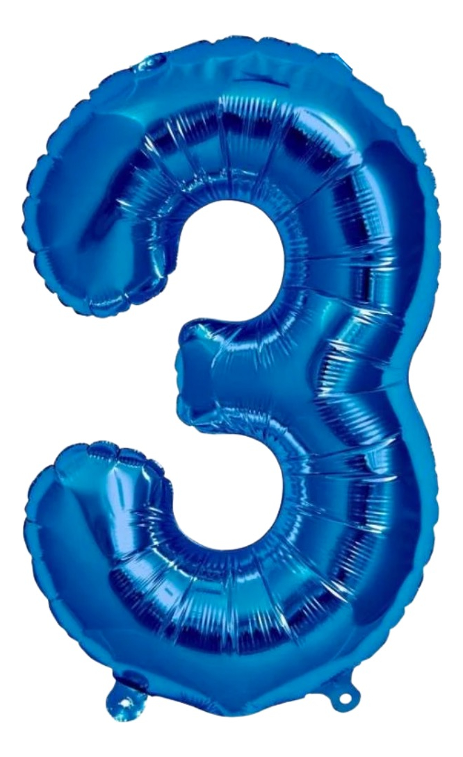 Globo Metalico Numero Gigante 86 Cm 32 In Cumpleaños Fiesta, Número 3 Azul