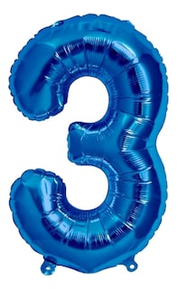 Foto 1 | Globo Metalico Numero Gigante 86 Cm 32 In Cumpleaños Fiesta, Número 3 Azul