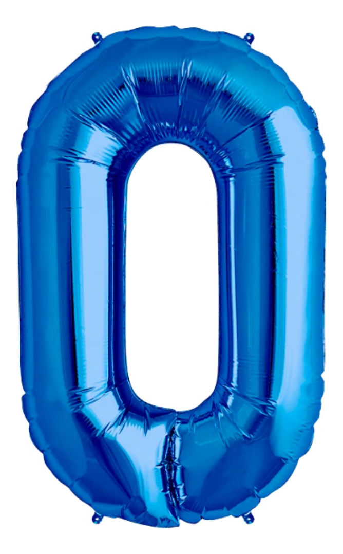 Globo Metalico Numero Gigante 86 Cm 32 In Cumpleaños Fiesta, Número 0 Azul