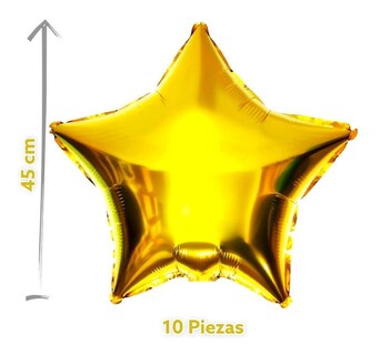 Foto 2 | Globos Estrella Metálico 18 Pulgadas Varios Colores 10piezas Dorado