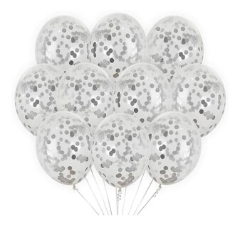Foto 1 | 10 Globos Transparentes Con Confeti 12 Pul Latex Plata