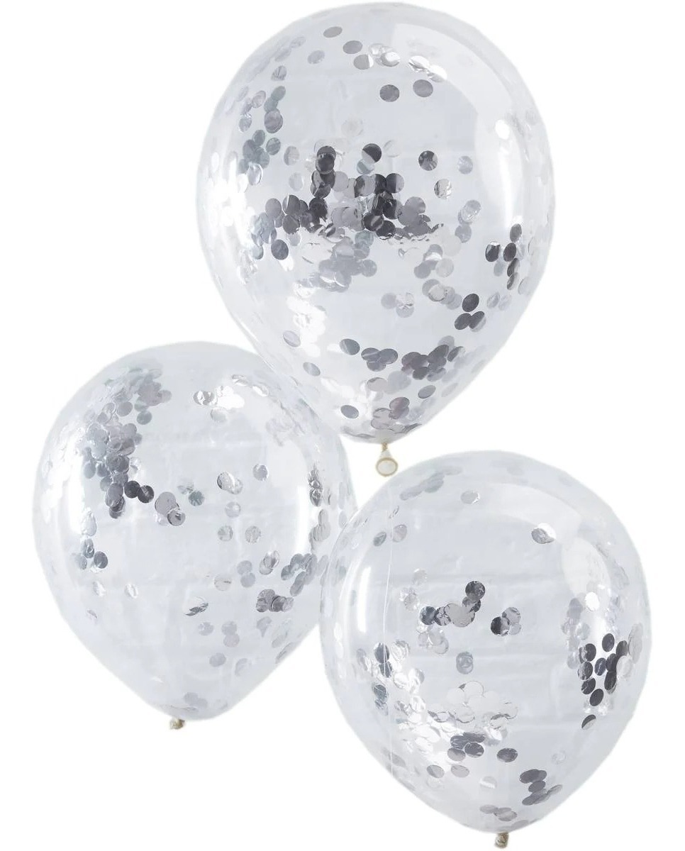 Foto 3 pulgar | 10 Globos Transparentes Con Confeti 12 Pul Latex  Plata