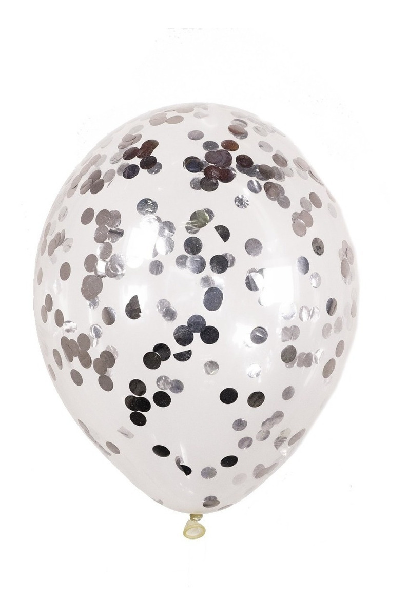 Foto 3 | 10 Globos Transparentes Con Confeti 12 Pul Latex  Plata