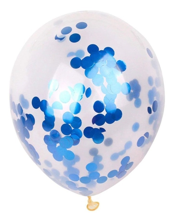 Foto 2 pulgar | 10 Globos Transparentes Con Confeti 12 Pul Latex Azul