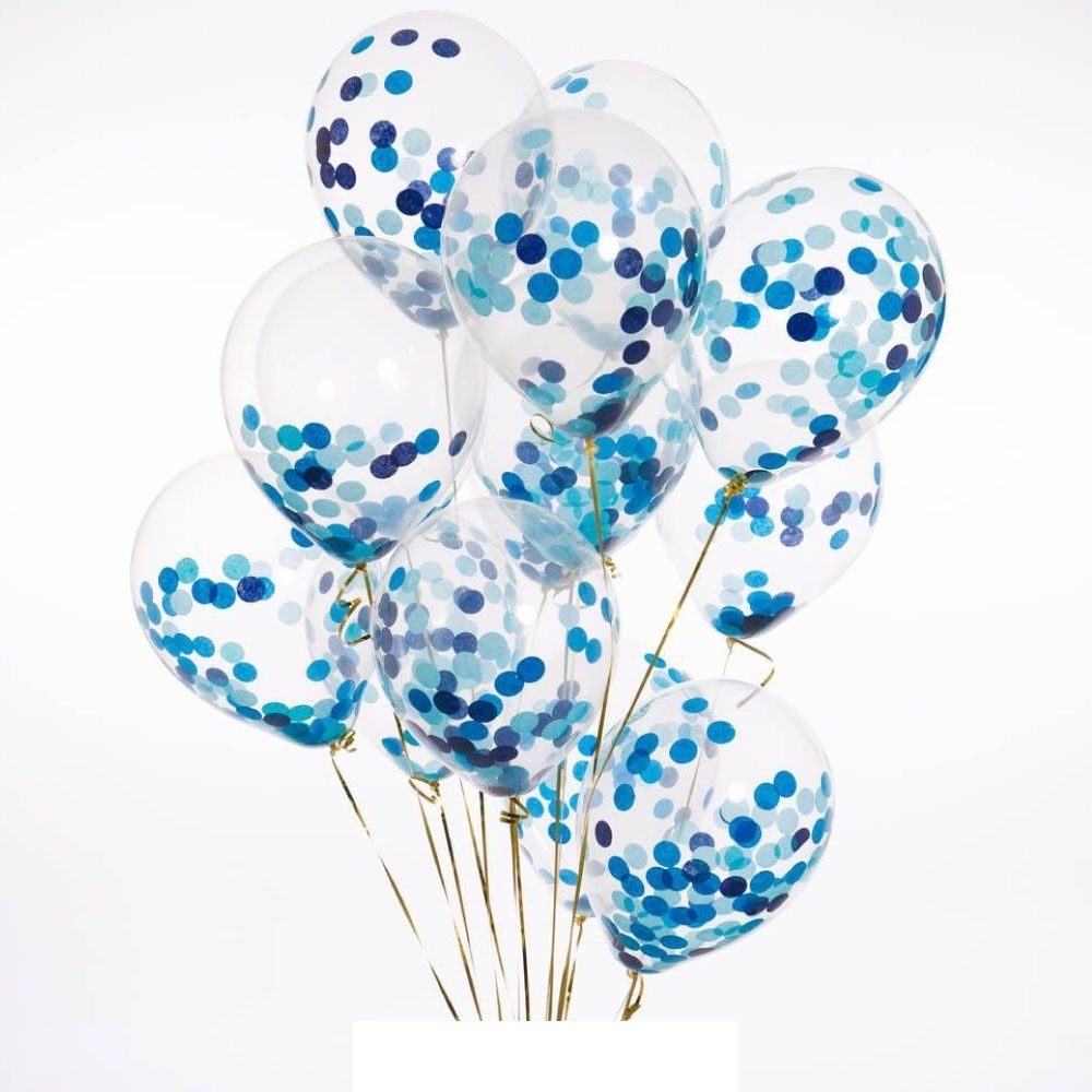Foto 3 pulgar | 10 Globos Transparentes Con Confeti 12 Pul Latex Azul