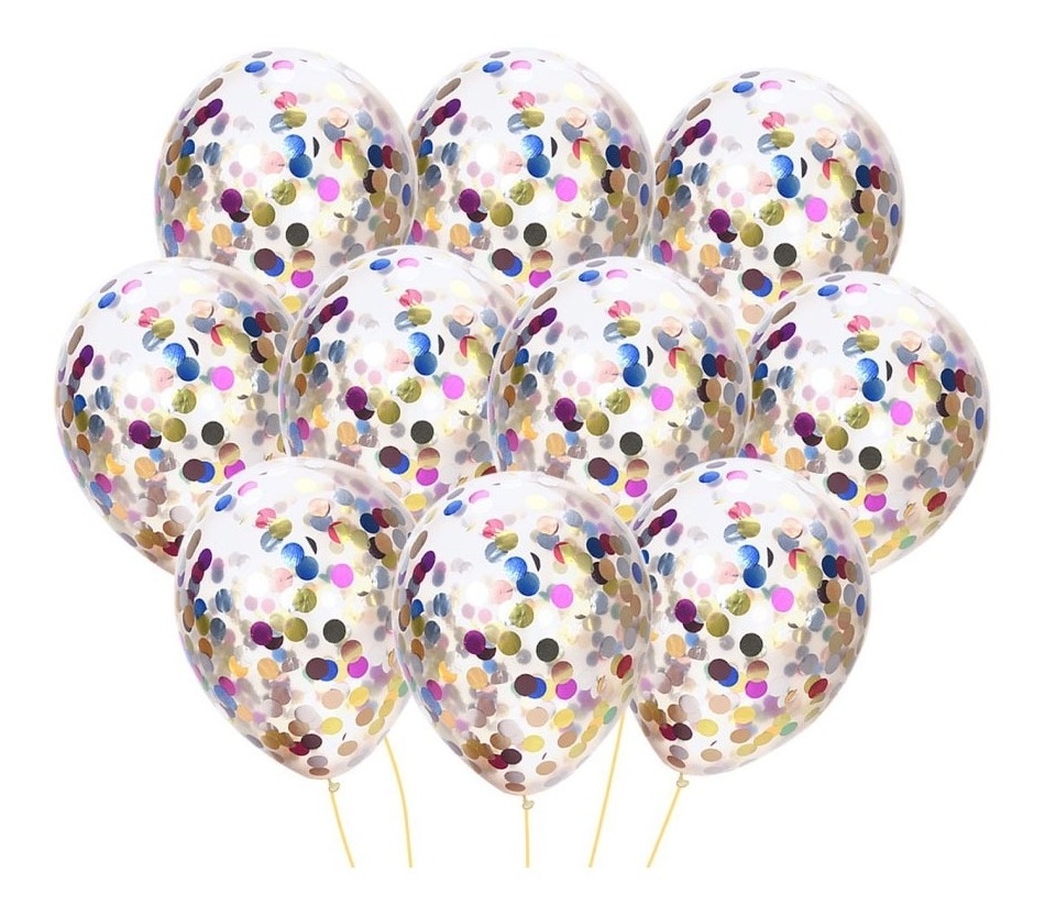 Foto 3 pulgar | 10 Globos Transparentes Con Confeti 12 Pul Latex Multicolor