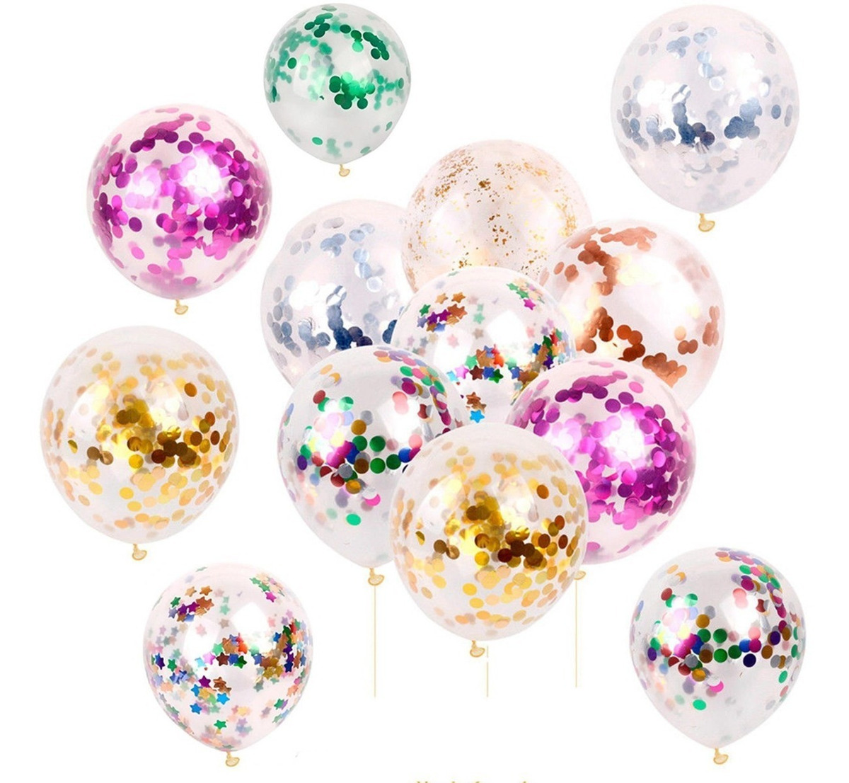 Foto 4 pulgar | 10 Globos Transparentes Con Confeti 12 Pul Latex Multicolor