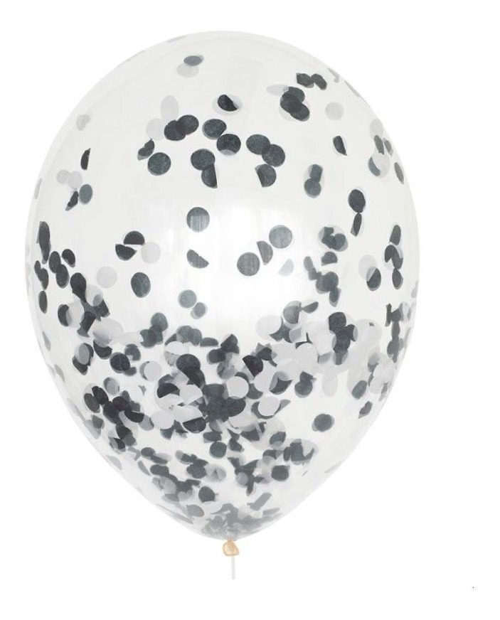 Foto 2 pulgar | 10 Globos Transparentes Con Confeti 12 Pul Latex  Negro