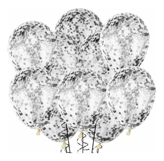 Foto 2 | 10 Globos Transparentes Con Confeti 12 Pul Latex Negro