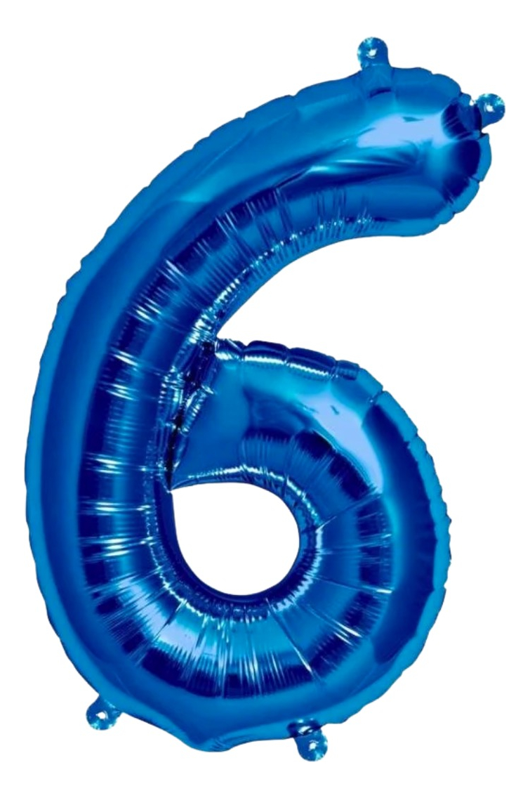 Globo Metalico Numero Gigante 86 Cm 32 In Cumpleaños Fiesta, Número 6 Azul