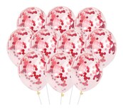 10 Globos Transparentes Con Confeti 12 Pul Latex Rojo