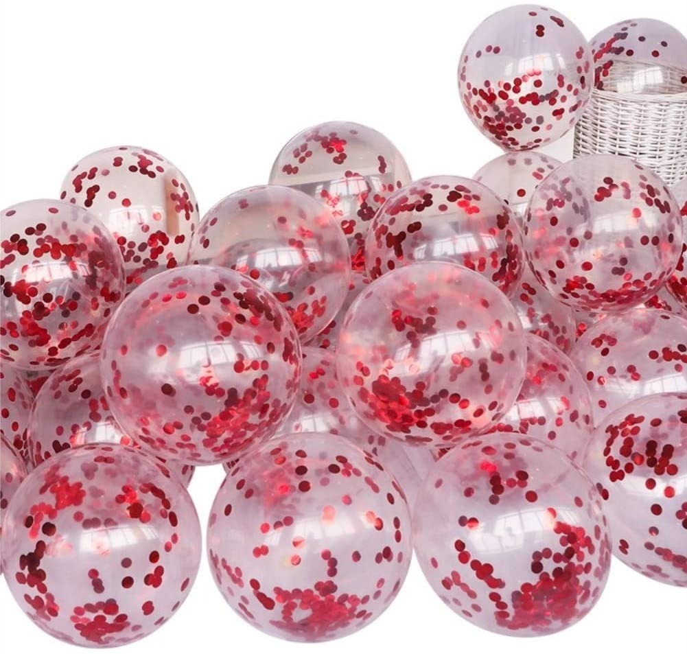 Foto 3 pulgar | 10 Globos Transparentes Con Confeti 12 Pul Latex  Rojo