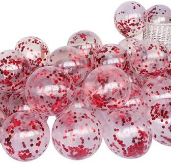 Foto 2 | 10 Globos Transparentes Con Confeti 12 Pul Latex Rojo