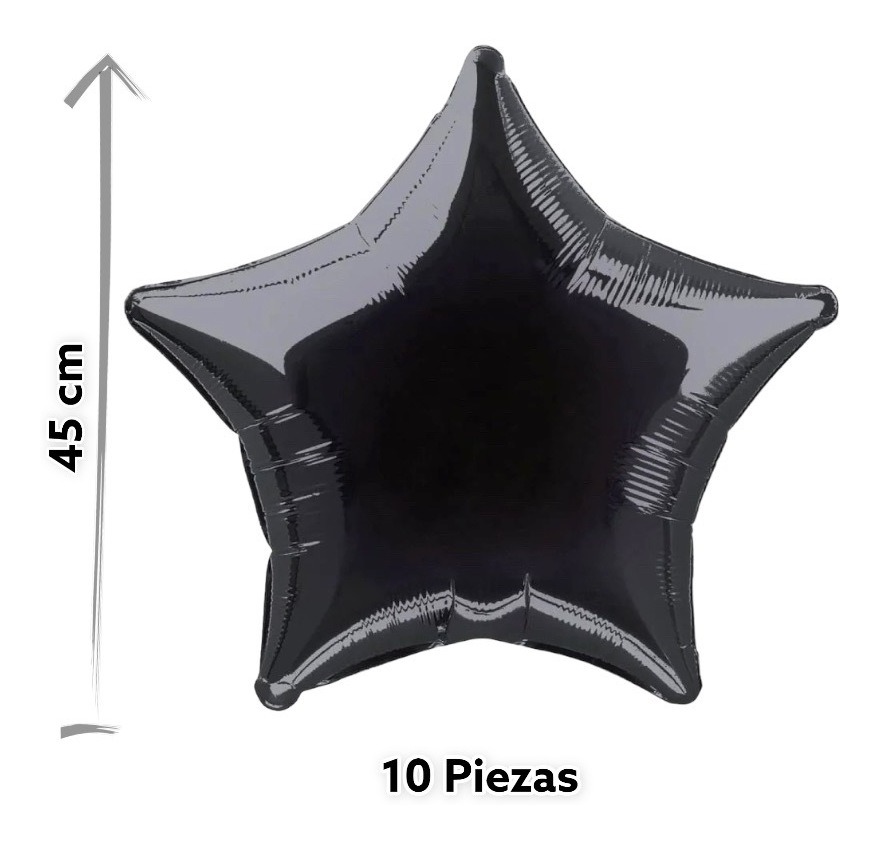 Foto 3 pulgar | Globos Estrella Metálico 18 Pulgadas Varios Colores 10piezas Negro