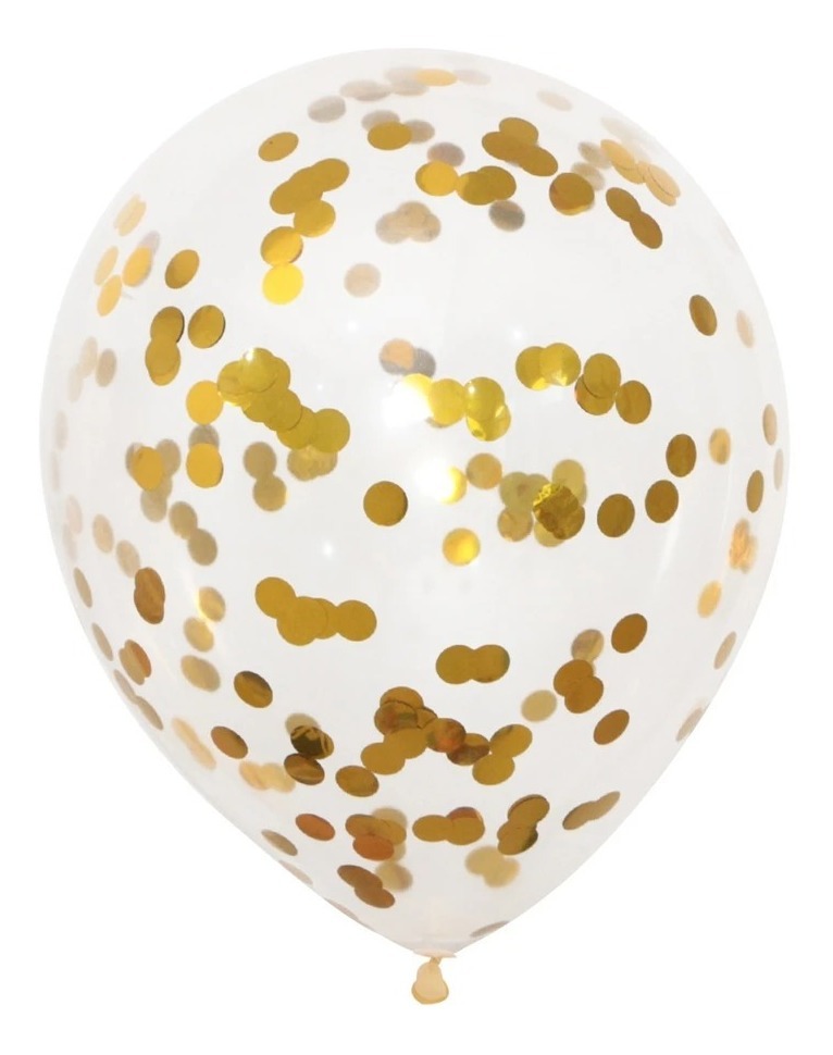 Foto 1 | 10 Globos Transparentes Con Confeti 12 Pul Latex Dorado