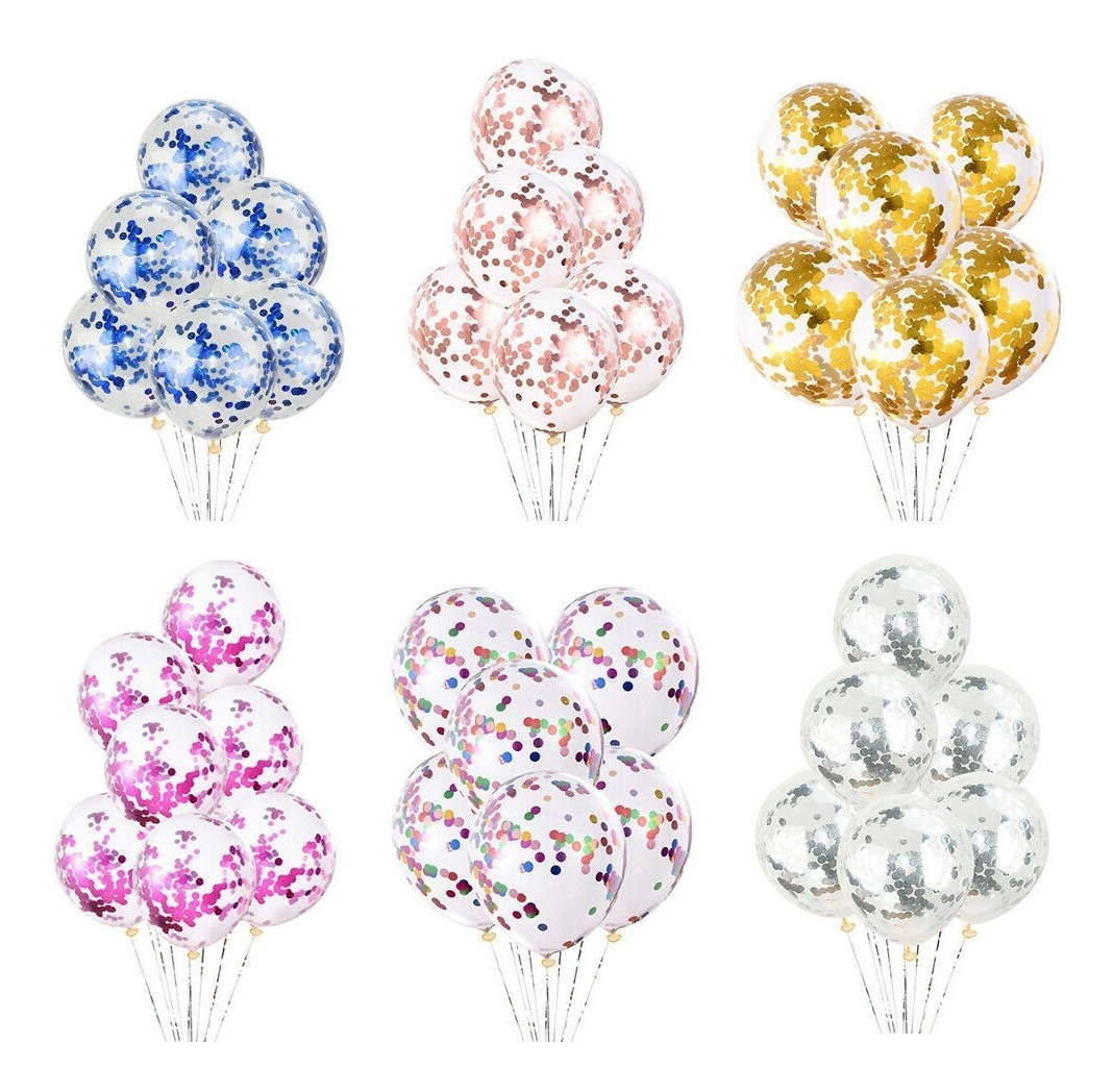 Foto 3 | 10 Globos Transparentes Con Confeti 12 Pul Latex Dorado