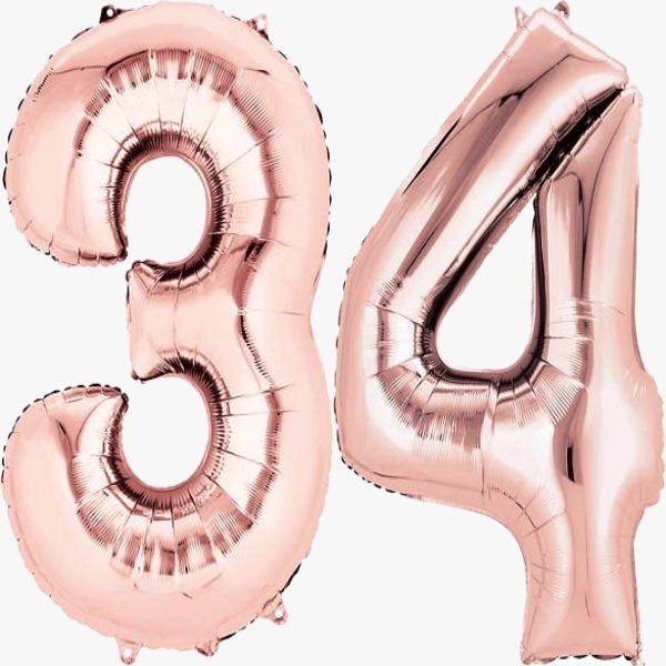 2 Globos De Números 1 Metro Jumbo Rosa Gold (40 Pulgadas)par Núm  34