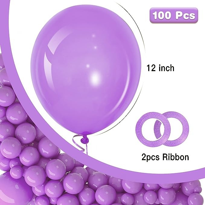 Foto 3 pulgar | Globos para Decoración 12 " 100 Piezas Púrpura