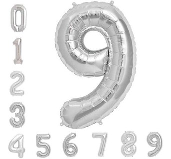 Foto 1 | Globo Metálico Numero Gigante 82 Cm Plata Núm 9