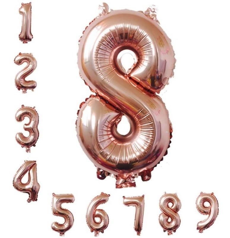Globo Metálico Numero Gigante 82 Cm Rosaoro Núm 8