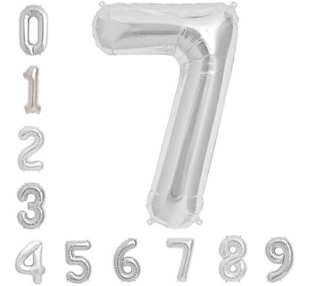 Foto 1 | Globo Metálico Numero Gigante 82 Cm Plata Núm 7