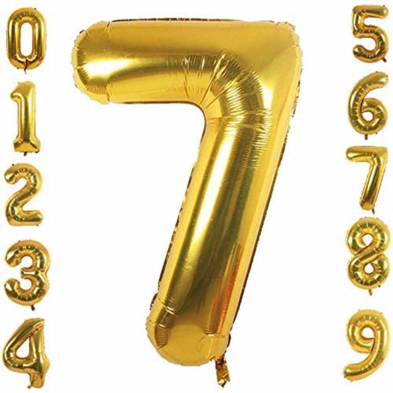 Globo Metálico Numero Gigante 82 Cm Dorado Núm 7