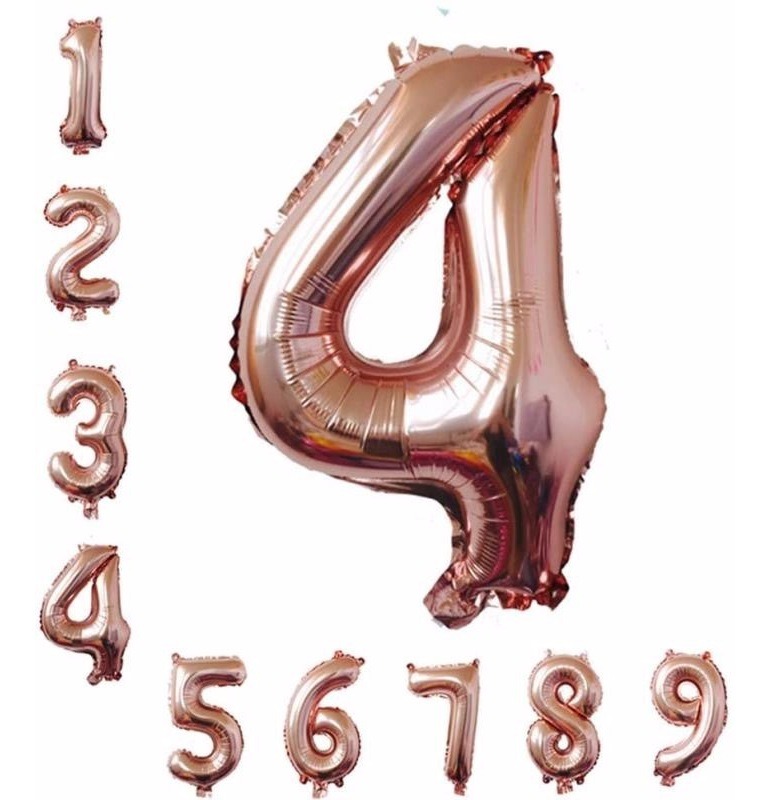 Globo Metálico Numero Gigante 82 Cm Rosaoro Núm 4