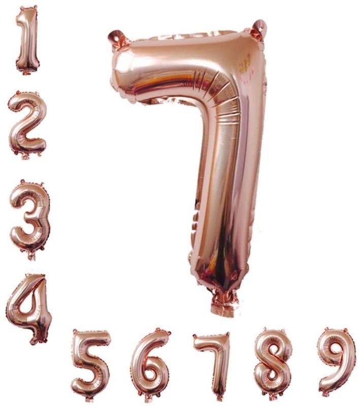 Globo Metálico Numero Gigante 82 Cm Rosaoro Núm 7