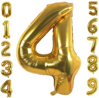 Foto 1 | Globo Metálico Numero Gigante 82 Cm Dorado Núm 4