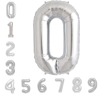 Foto 1 | Globo Metálico Numero Gigante 82 Cm Plata Núm 0