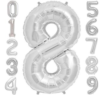 Foto 1 | Globo Metálico Numero Gigante 82 Cm Plata Núm 8