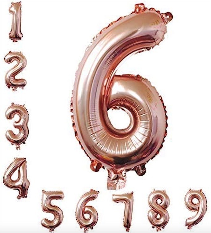 Globo Metálico Numero Gigante 82 Cm Rosaoro Núm 6