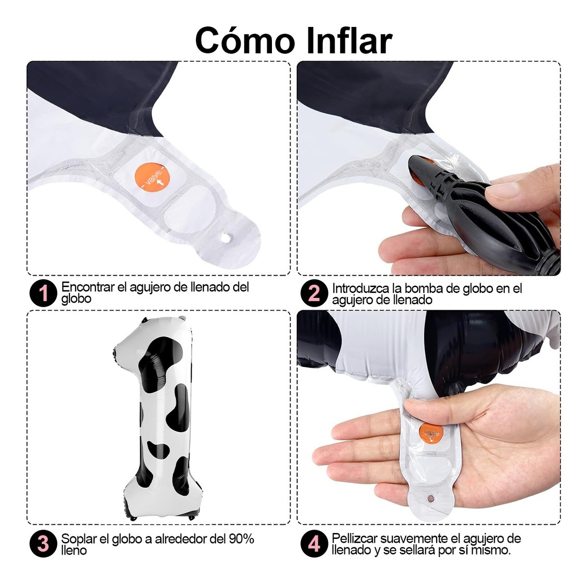 Foto 4 pulgar | Decoraciones De Cumpleaños Con Globos Con Estampado De Vaca 6