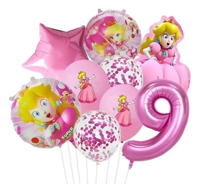 Globos Decorativos Wünd Princesa Peach 9 Piezas